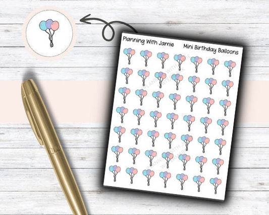 Birthday Stickers, Birthday Balloon Sticker, Birthday Balloon Stickers, Balloon Stickers, Planner Sticker