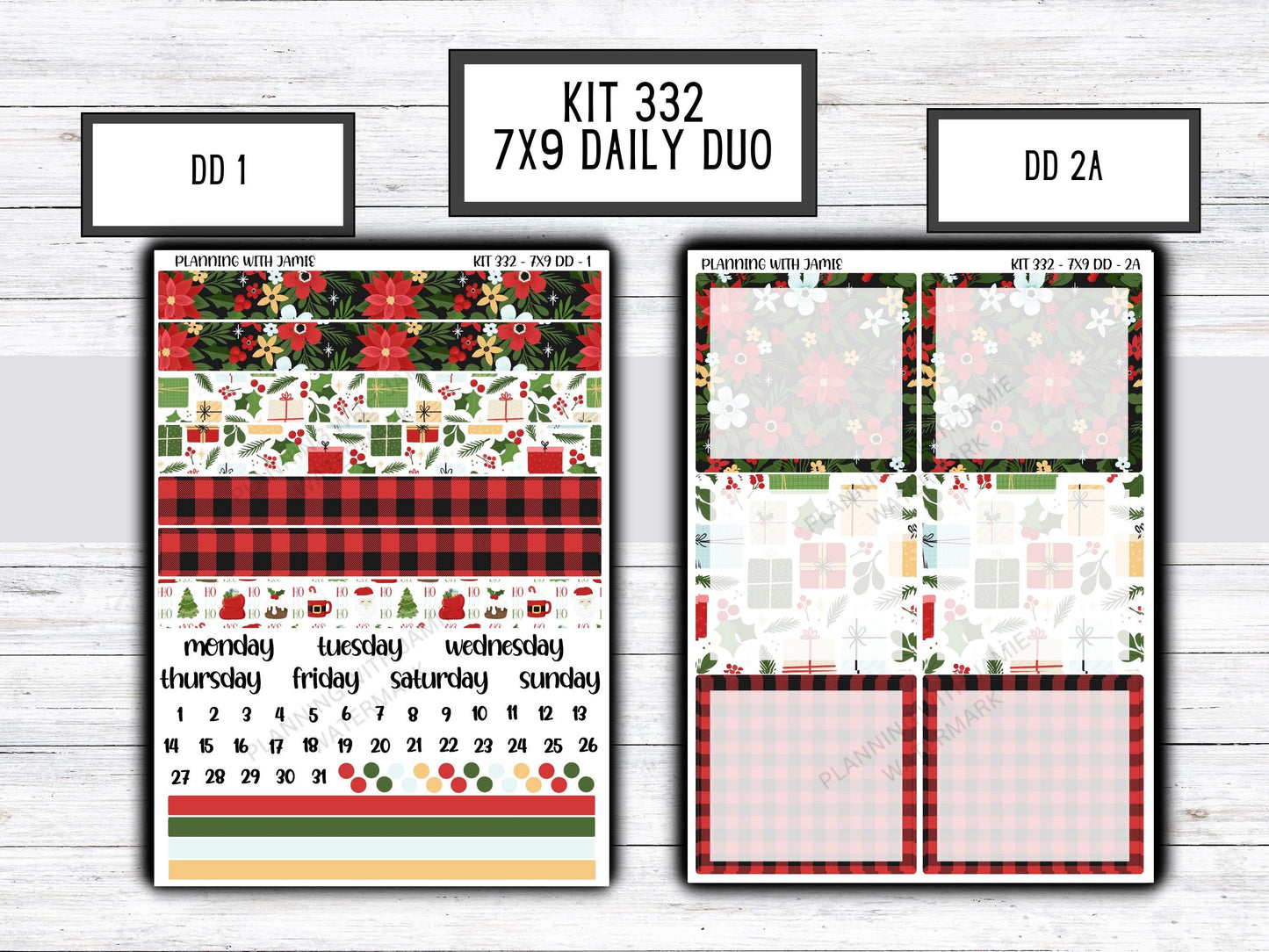 Kit 332 Erin Condren Daily Duo || Weekly Sticker Kit || Daily Duo Stickers || WINTER Stickers || CHRISTMAS STICKERS