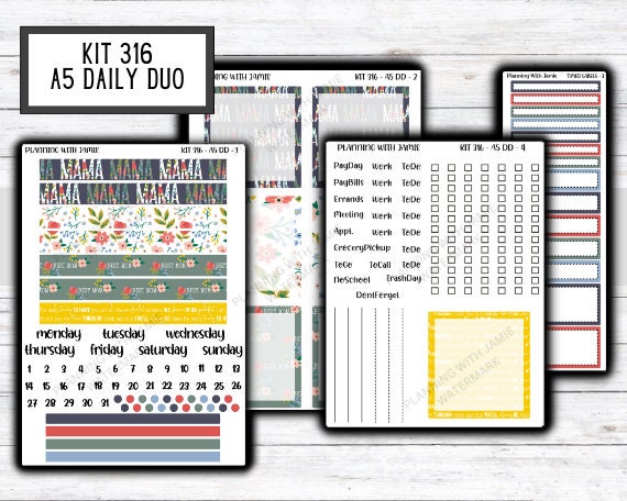 Kit 316 Erin Condren Daily Duo || Weekly Sticker Kit || Daily Duo Stickers || SPRING STICKERS | Mothers Day Stickers