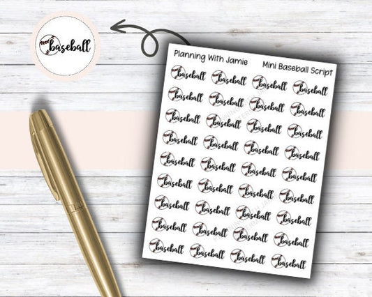 Baseball Sticker, Baseball, Baseball Script Stickers, Baseball Icon Stickers, Baseball Stickers for Planner