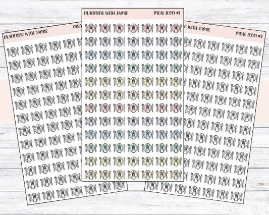 MEAL ICONS, Planner Meal Stickers, Daily Icon Stickers, Meal Planning Sticker, Planner Stickers