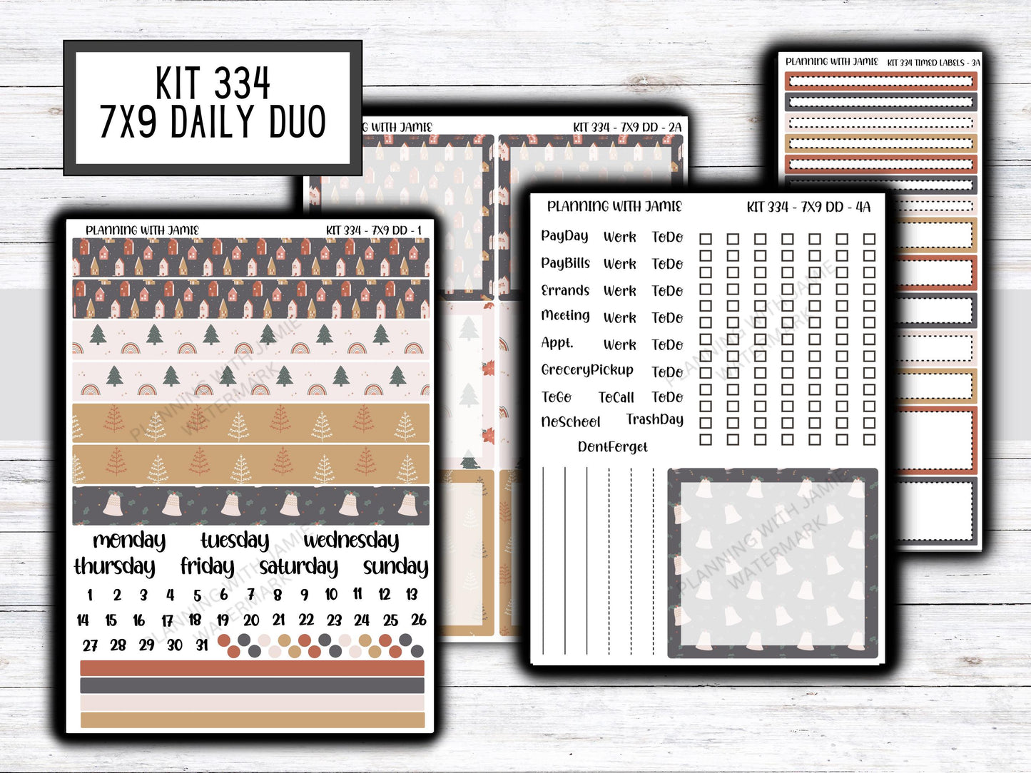 Kit 334 Erin Condren Daily Duo || Weekly Sticker Kit || Daily Duo Stickers || WINTER Stickers || CHRISTMAS STICKERS