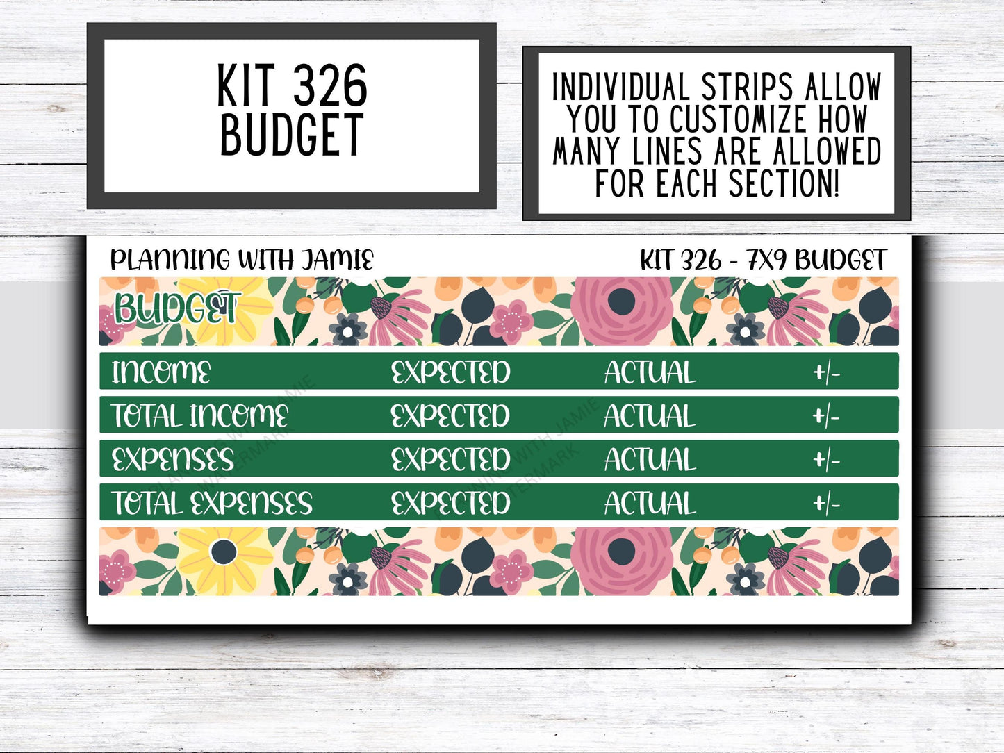 KIT 326 7X9 Budget Kit || BUDGET Sticker Kit || Fall Stickers | FLOWER Stickers