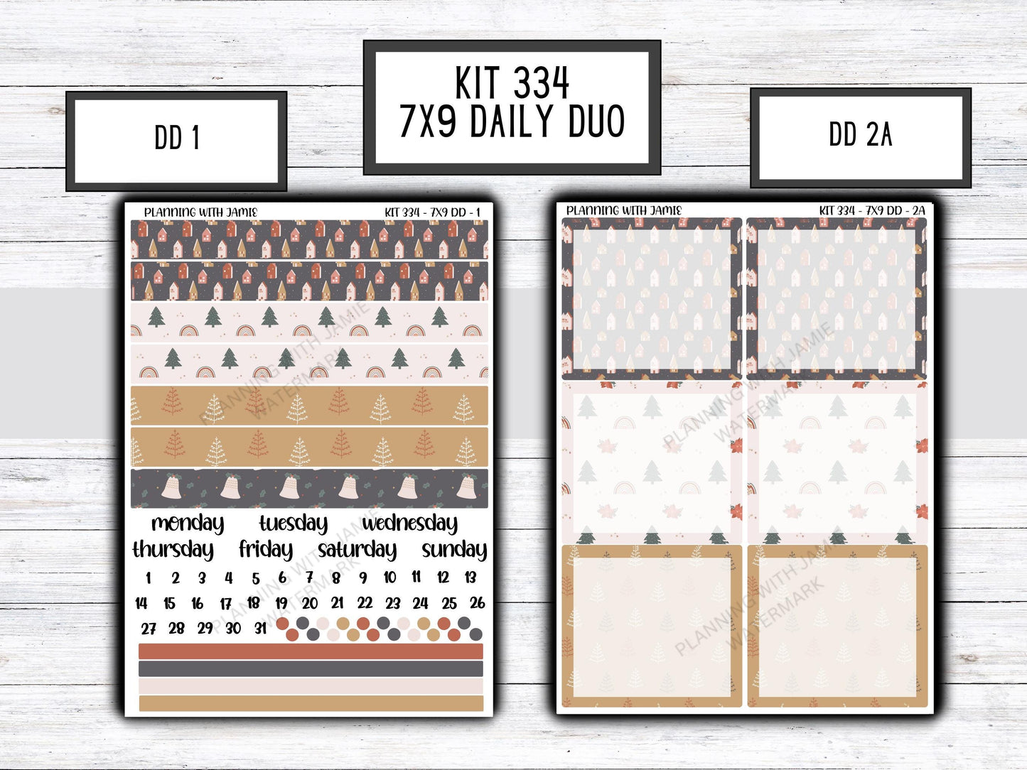 Kit 334 Erin Condren Daily Duo || Weekly Sticker Kit || Daily Duo Stickers || WINTER Stickers || CHRISTMAS STICKERS