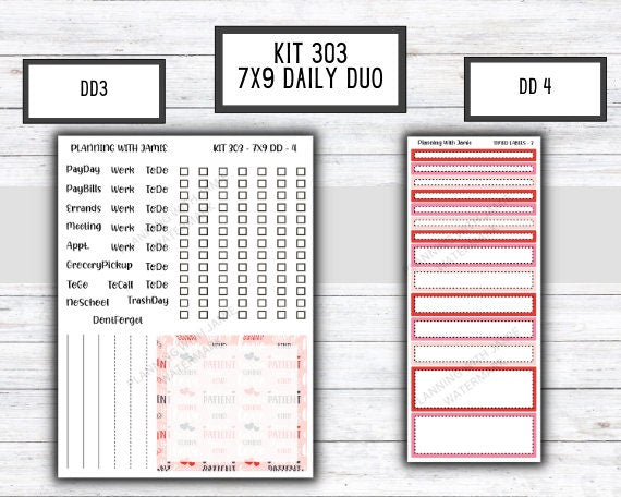 Kit 303 Erin Condren Daily Duo || Weekly Sticker Kit || Daily Duo Stickers || VALENTINES STICKERS
