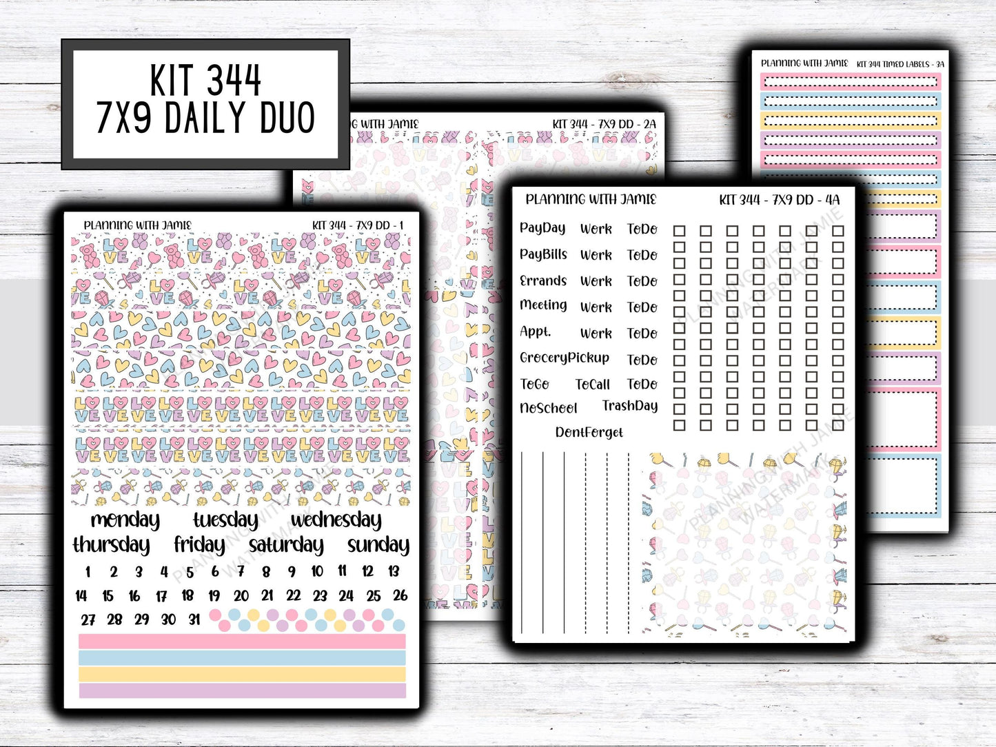 Kit 344 Erin Condren Daily Duo || Weekly Sticker Kit || Daily Duo Stickers || Erin Condren Stickers || VALENTINES STICKERS || CUTE Stickers