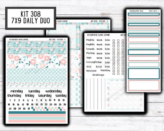 Kit 308 Erin Condren Daily Duo || Weekly Sticker Kit || Daily Duo Stickers || SPRING STICKERS