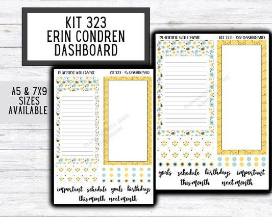 KIT 323 Erin Condren Dashboard Sticker Kit || Dashboard Monthly Sticker || Erin Condren Dashboard Sticker || BEE Stickers