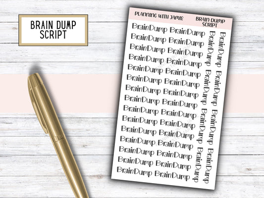 BRAIN DUMP Stickers, Brain Dump Script, Planner Stickers, Planning Stickers, Work Planner Stickers, Mom Life Stickers