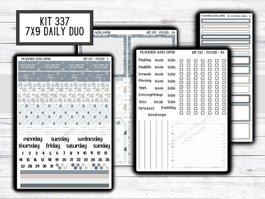 Kit 337 Erin Condren Daily Duo || Weekly Sticker Kit || Daily Duo Stickers || WINTER Stickers || FLOWER STICKERS