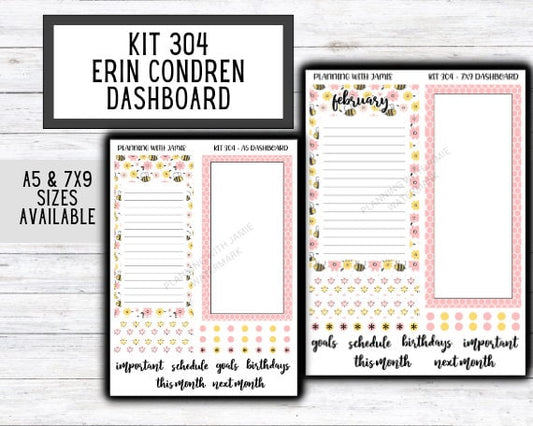 KIT 304 Erin Condren Dashboard Sticker Kit || Dashboard Monthly Sticker || Erin Condren Dashboard Sticker || BEE Stickers