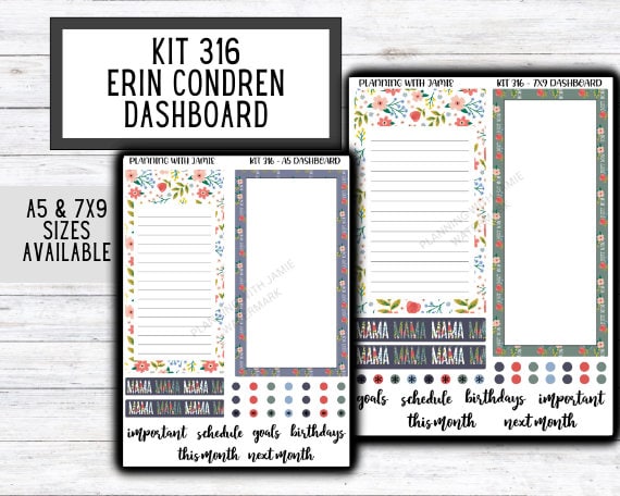 KIT 316 Erin Condren Dashboard Sticker Kit || Dashboard Monthly Sticker || Erin Condren Dashboard Sticker || SUMMER Stickers || SPRING STICKERS