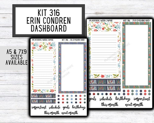 KIT 316 Erin Condren Dashboard Sticker Kit || Dashboard Monthly Sticker || Erin Condren Dashboard Sticker || SUMMER Stickers || SPRING STICKERS