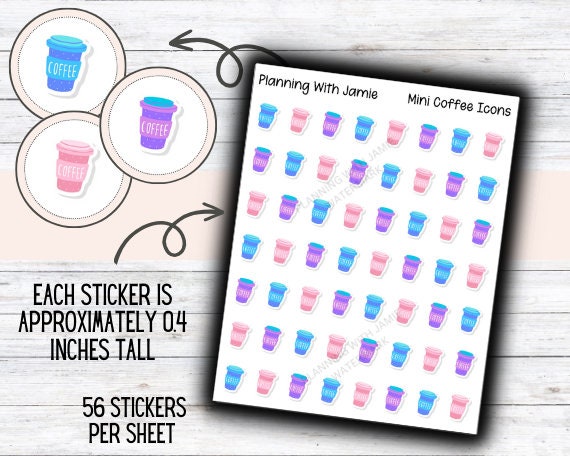 COFFEE Sticker, Coffee Cup Sticker, Coffee Date Sticker, Drink Sticker, Planner Sticker
