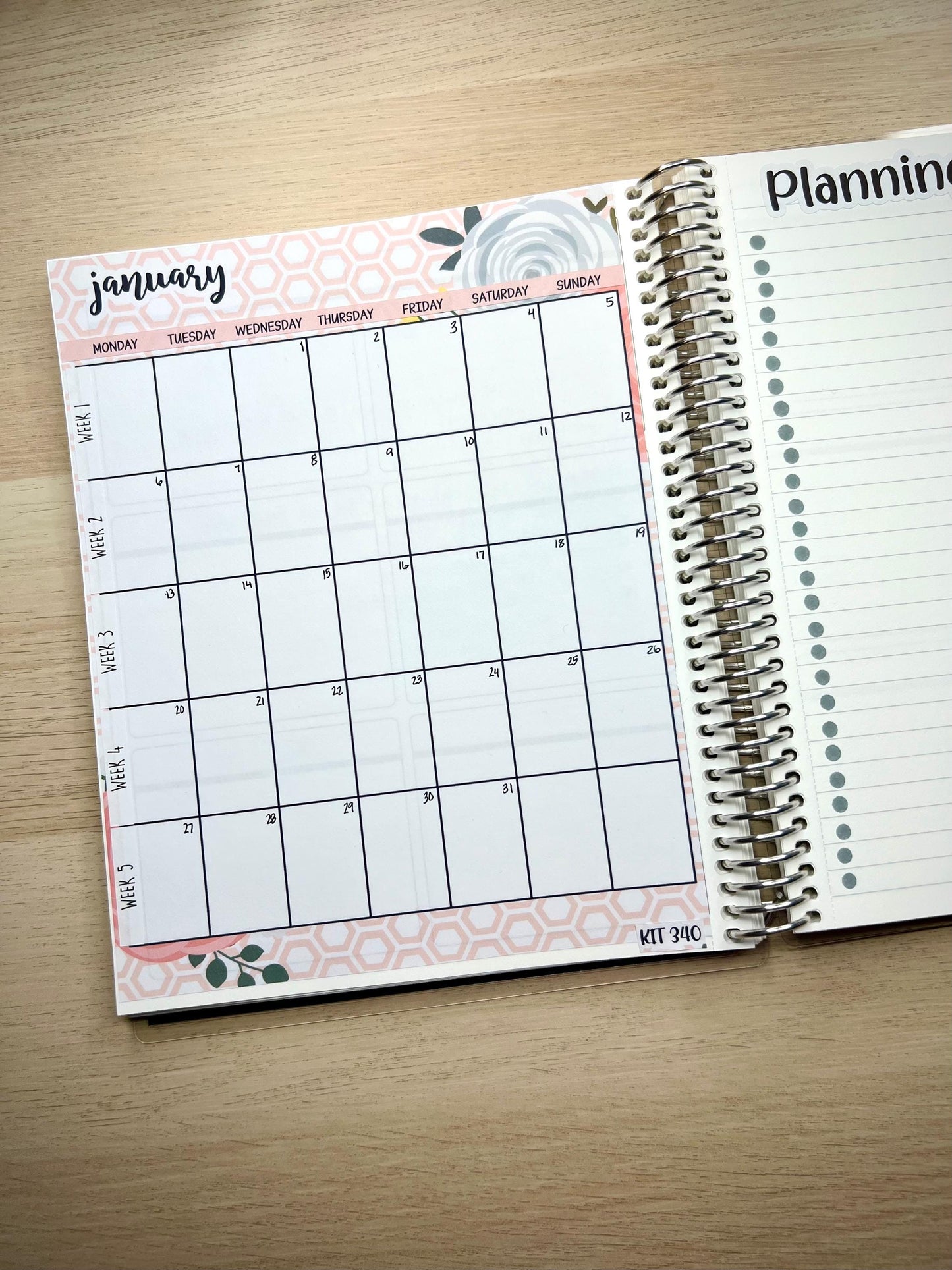 KIT 342 Erin Condren Perpetual Monthly Sticker Sheet || Full Page Monthly Calendar Sticker || Perpetual Calendar | PRETTY Stickers | VALENTINES STICKERS || LOVE STICKERS