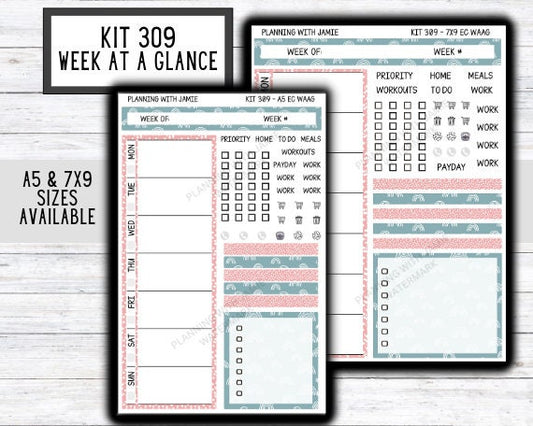 Kit 309 Week At A Glance Sticker || Week At A Glance Planner Sticker Kit || Weekly Overview Stickers || Daily Duo Stickers || Boho Rainbow || SPRING STICKERS
