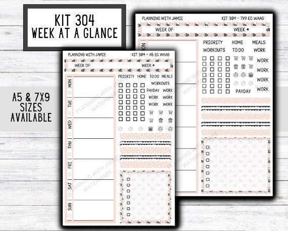 Kit 304 Week At A Glance Sticker || Week At A Glance Planner Sticker Kit || Weekly Overview Stickers || Daily Duo Stickers || SPRING STICKERS || Bee Stickers || CUTE STICKERS