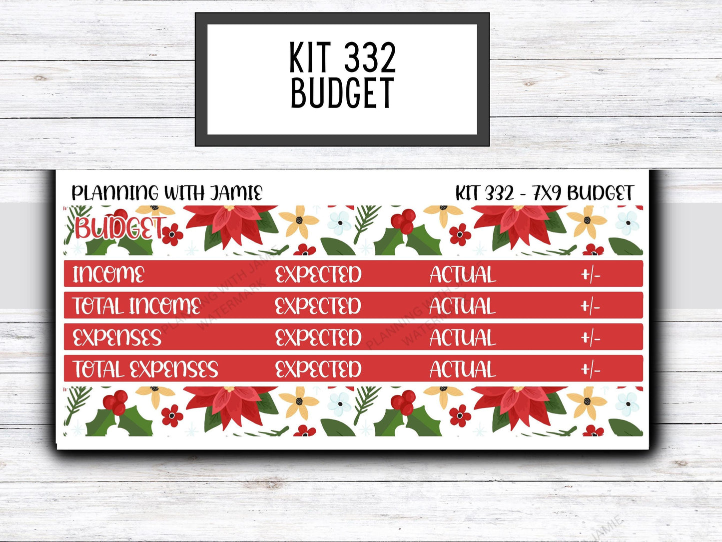 Kit 332 7x9 Budget Kit || Budget Sticker Kit || FLORAL Stickers || CHRISTMAS STICKERS