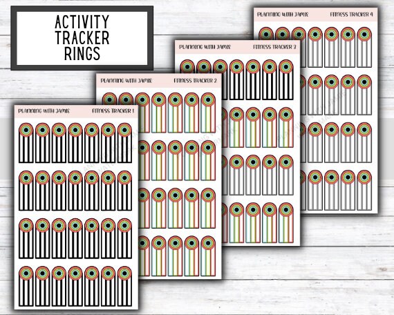 FITNESS RING STICKERS, Apple Ring Stickers, Apple Ring Tracker, Fitness Tracker Stickers, Planner Stickers, Mom Planning Stickers