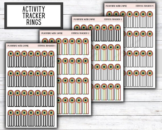 FITNESS RING STICKERS, Apple Ring Stickers, Apple Ring Tracker, Fitness Tracker Stickers, Planner Stickers, Mom Planning Stickers