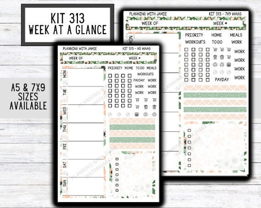 Kit 313 Week At A Glance Sticker || Week At A Glance Planner Sticker Kit || Weekly Overview Stickers || Daily Duo Stickers || SPRING STICKERS