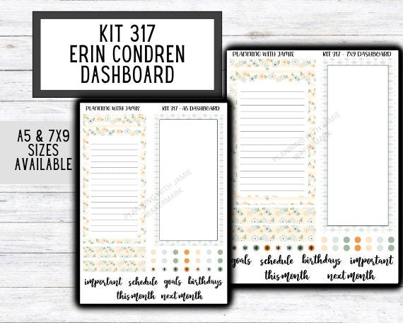 KIT 317 Erin Condren Dashboard Sticker Kit || Dashboard Monthly Sticker || Erin Condren Dashboard Sticker || SUMMER Stickers || SPRING STICKERS