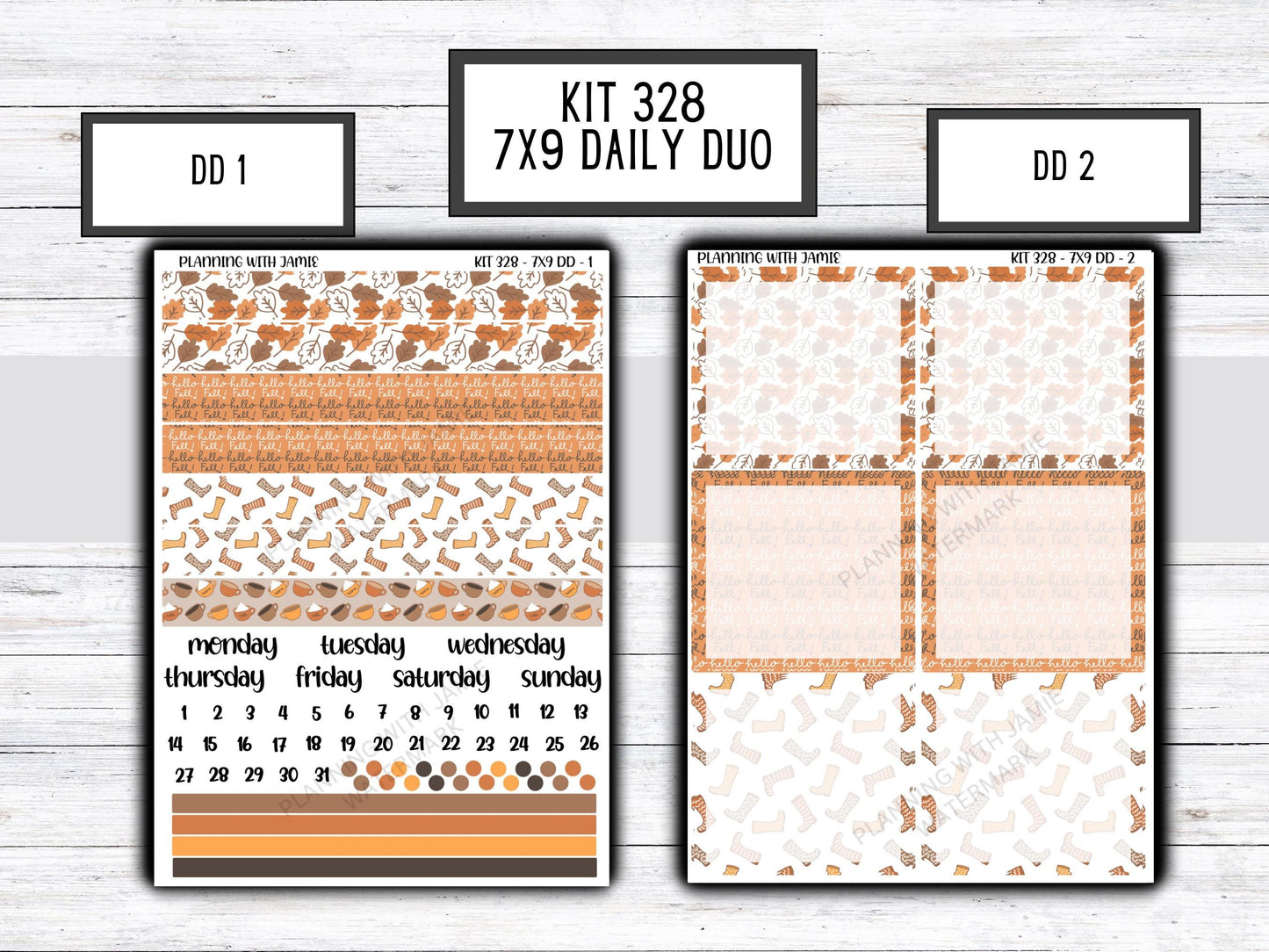 Kit 328 Erin Condren Daily Duo || Weekly Sticker Kit || Daily Duo Stickers || FALL STICKERS