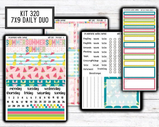 Kit 320 Erin Condren Daily Duo || Weekly Sticker Kit || Daily Duo Stickers || SUMMER STICKERS