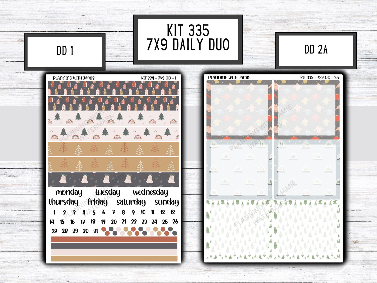 Kit 335 Erin Condren Daily Duo || Weekly Sticker Kit || Daily Duo Stickers || WINTER Stickers || CHRISTMAS STICKERS