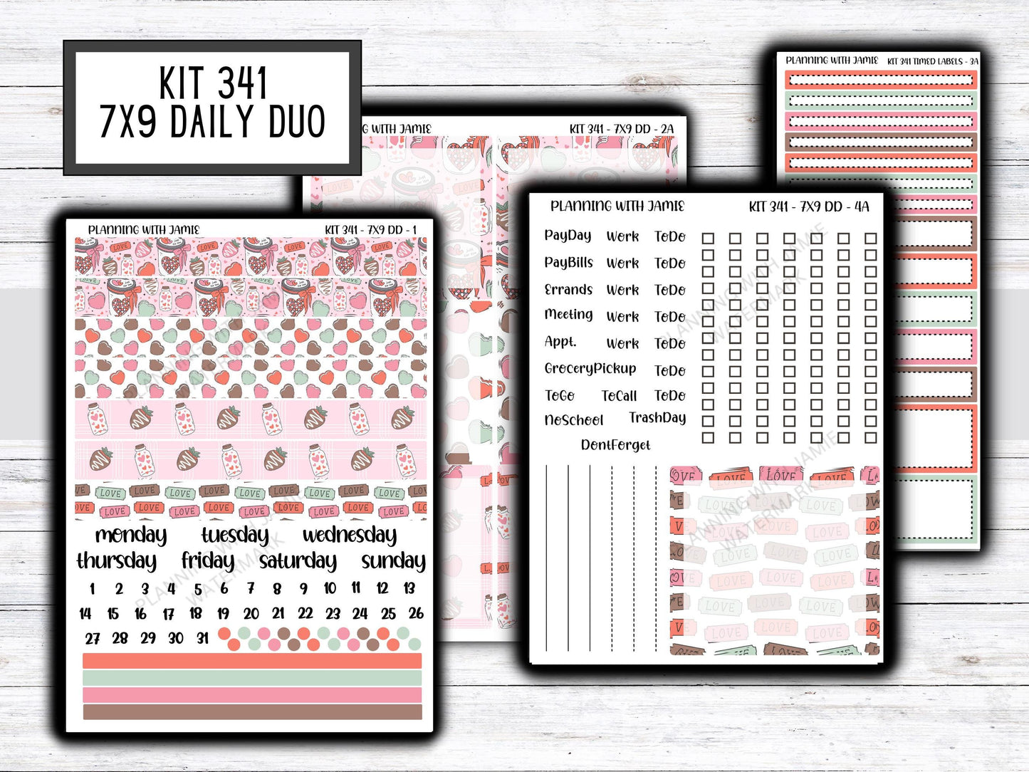 Kit 341 Erin Condren Daily Duo || Weekly Sticker Kit || Daily Duo Stickers || Erin Condren Stickers || VALENTINES STICKERS
