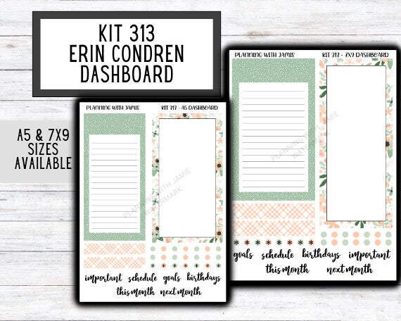 KIT 313 Erin Condren Dashboard Sticker Kit || Dashboard Monthly Sticker || Erin Condren Dashboard Sticker || SUMMER Stickers || SPRING STICKERS