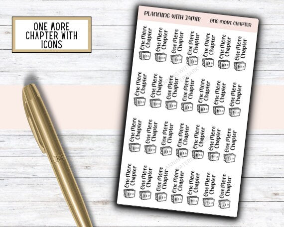 One MORE CHAPTER With BOOK Icon Planner Sticker, Reading Script, Planner Stickers, Mom Planning Stickers, One More Chapter Planner Sticker