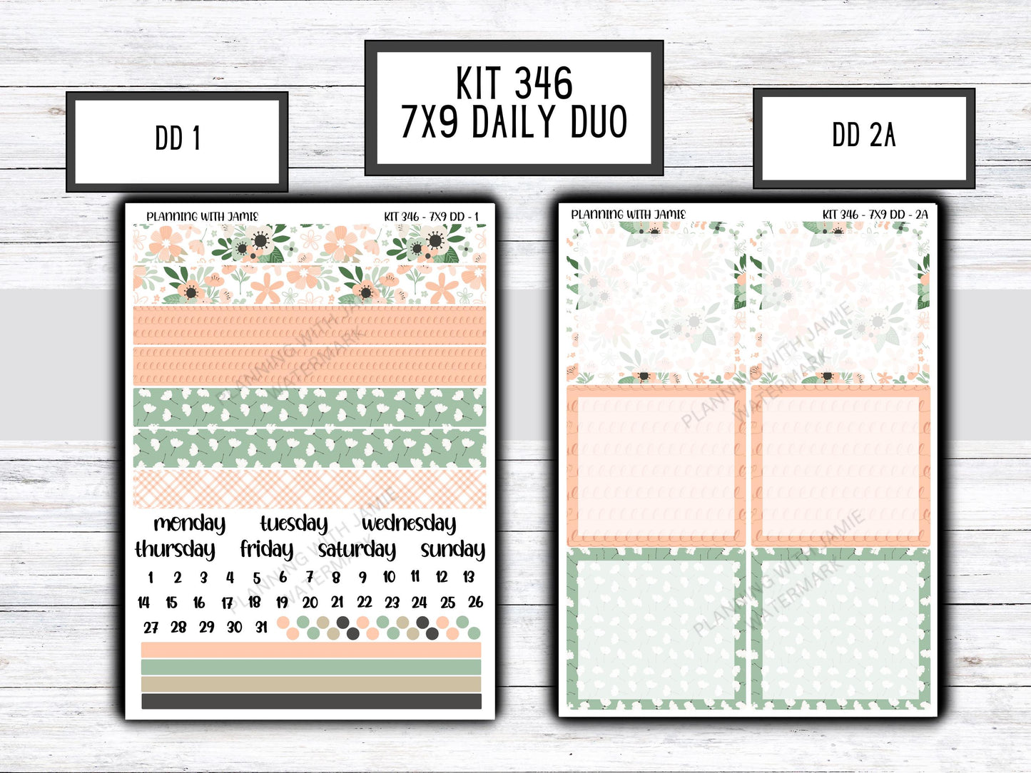 Kit 346 Erin Condren Daily Duo || Weekly Sticker Kit || Daily Duo Stickers || Erin Condren Stickers || SPRING STICKERS