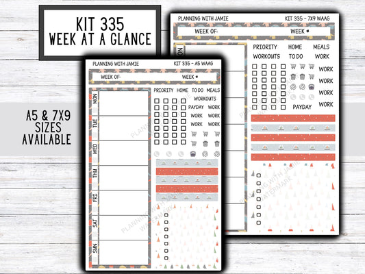 Kit 335 Week At A Glance Sticker || Week At A Glance Planner Sticker Kit || Weekly Overview Stickers || Daily Duo Stickers|| WINTER STICKERS || NEUTRAL STICKERS