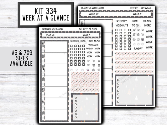Kit 334 Week At A Glance Sticker || Week At A Glance Planner Sticker Kit || Weekly Overview Stickers || Daily Duo Stickers|| WINTER STICKERS || NEUTRAL CHRISTMAS STICKERS