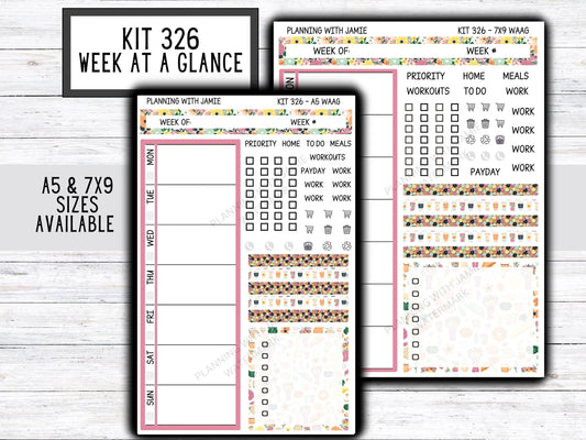 Kit 326 Week At A Glance Sticker || Week At A Glance Planner Sticker Kit || Weekly Overview Stickers || Daily Duo Stickers|| FALL STICKERS || FLORAL STICKERS