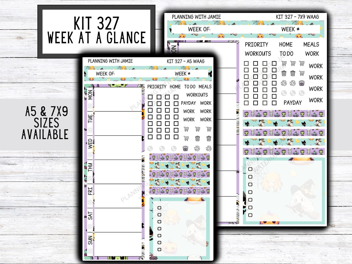Kit 327 Week At A Glance Sticker || Week At A Glance Planner Sticker Kit || Weekly Overview Stickers || Daily Duo Stickers|| FALL STICKERS || HALLOWEEN STICKERS