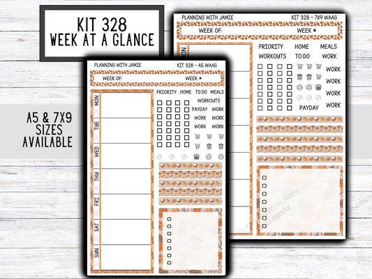 Kit 328 Week At A Glance Sticker || Week At A Glance Planner Sticker Kit || Weekly Overview Stickers || Daily Duo Stickers|| FALL STICKERS || THANKSGIVING STICKERS