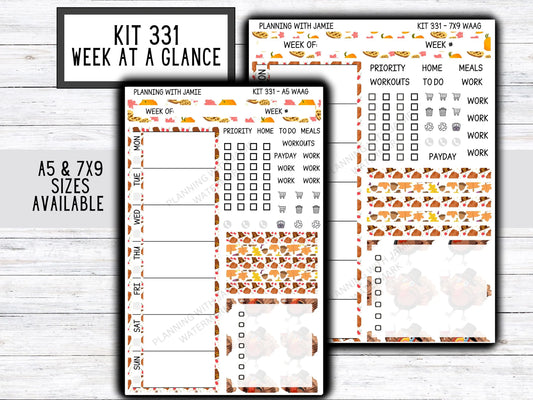 Kit 331 Week At A Glance Sticker || Week At A Glance Planner Sticker Kit || Weekly Overview Stickers || Daily Duo Stickers|| FALL STICKERS || THANKSGIVING STICKERS