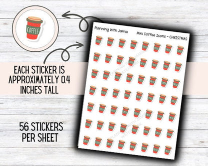 COFFEE Sticker, Coffee Cup Sticker, Coffee Date Sticker, Drink Sticker, Christmas Coffee, Planner Sticker