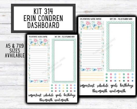 KIT 314 Erin Condren Dashboard Sticker Kit || Dashboard Monthly Sticker || Erin Condren Dashboard Sticker || SUMMER Stickers || SPRING STICKERS
