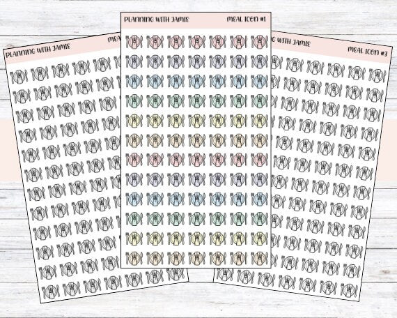 MEAL ICONS, Planner Meal Stickers, Daily Icon Stickers, Meal Planning Sticker, Planner Stickers