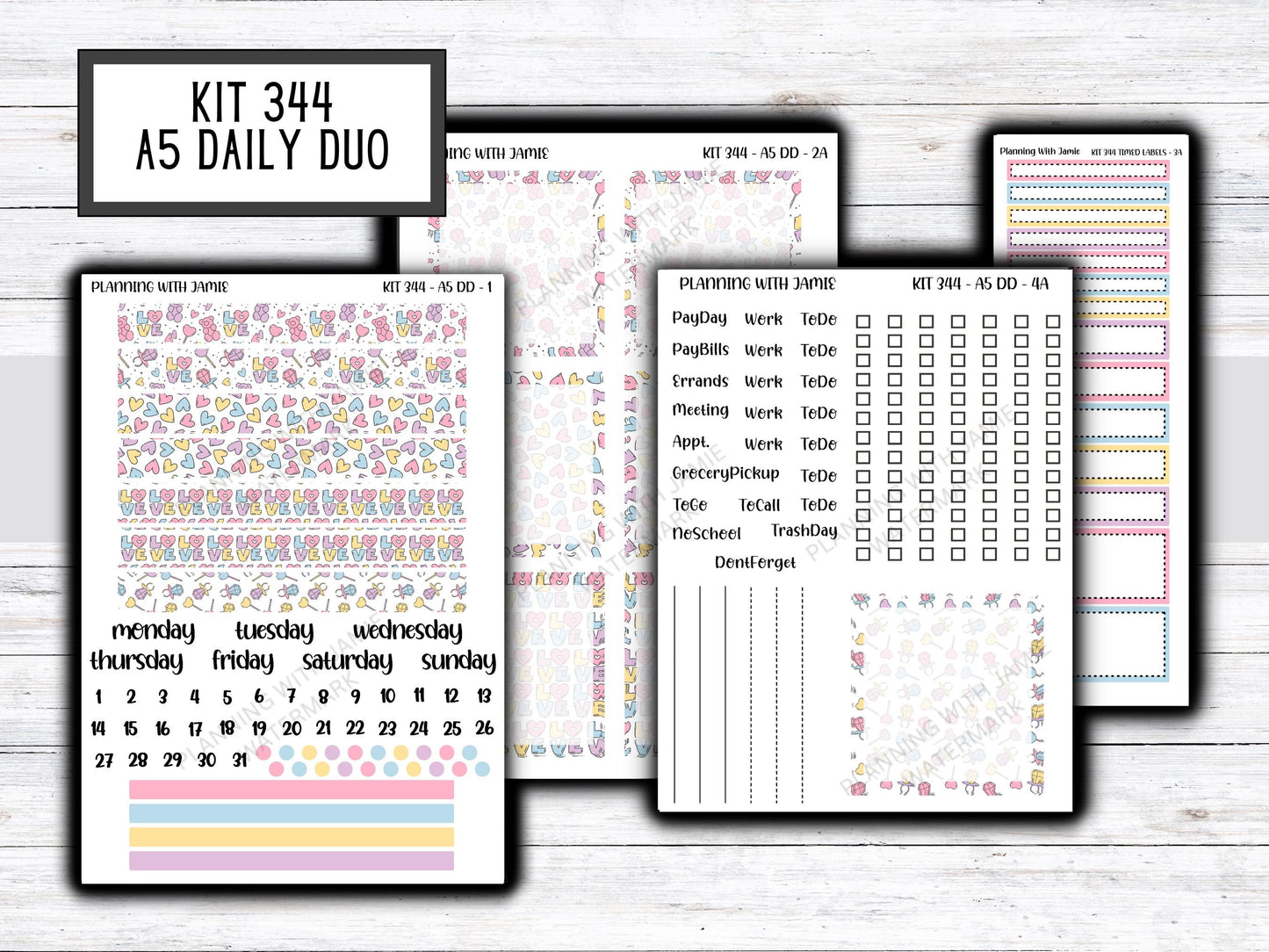 Kit 344 Erin Condren Daily Duo || Weekly Sticker Kit || Daily Duo Stickers || Erin Condren Stickers || VALENTINES STICKERS || CUTE Stickers