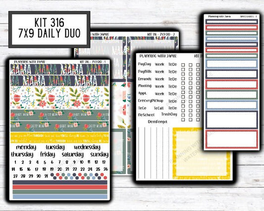 Kit 316 Erin Condren Daily Duo || Weekly Sticker Kit || Daily Duo Stickers || SPRING STICKERS | Mothers Day Stickers