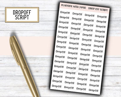 Drop Off Stickers, Drop Off Script, Planner Stickers, Mom Planning Stickers