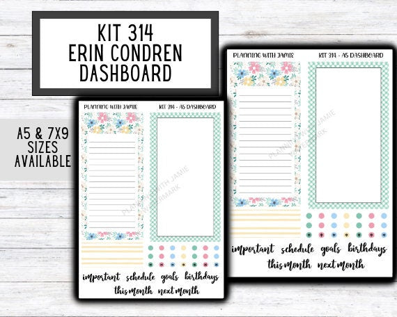 KIT 314 Erin Condren Dashboard Sticker Kit || Dashboard Monthly Sticker || Erin Condren Dashboard Sticker || SUMMER Stickers || SPRING STICKERS