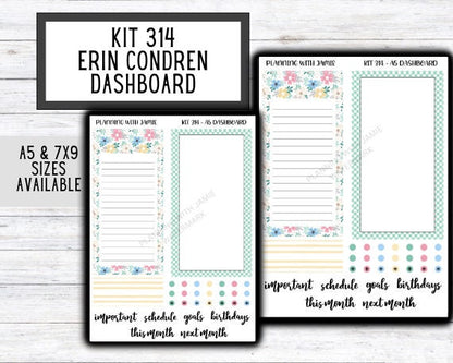 KIT 314 Erin Condren Dashboard Sticker Kit || Dashboard Monthly Sticker || Erin Condren Dashboard Sticker || SUMMER Stickers || SPRING STICKERS