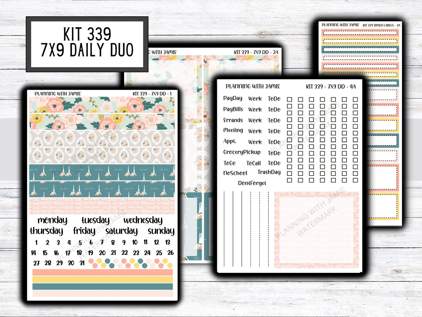 Kit 339 Erin Condren Daily Duo || Weekly Sticker Kit || Daily Duo Stickers || Erin Condren Stickers || Pretty STICKERS
