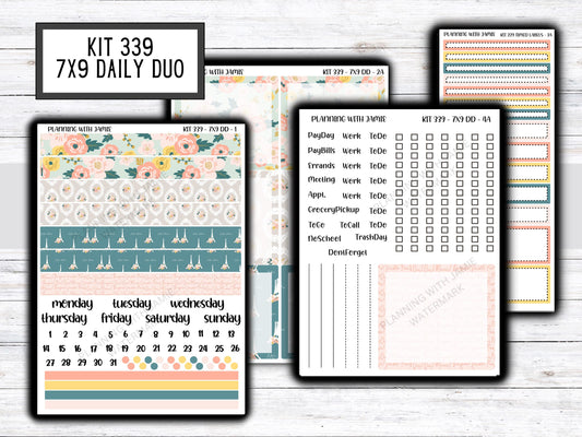 Kit 339 Erin Condren Daily Duo || Weekly Sticker Kit || Daily Duo Stickers || Erin Condren Stickers || Pretty STICKERS