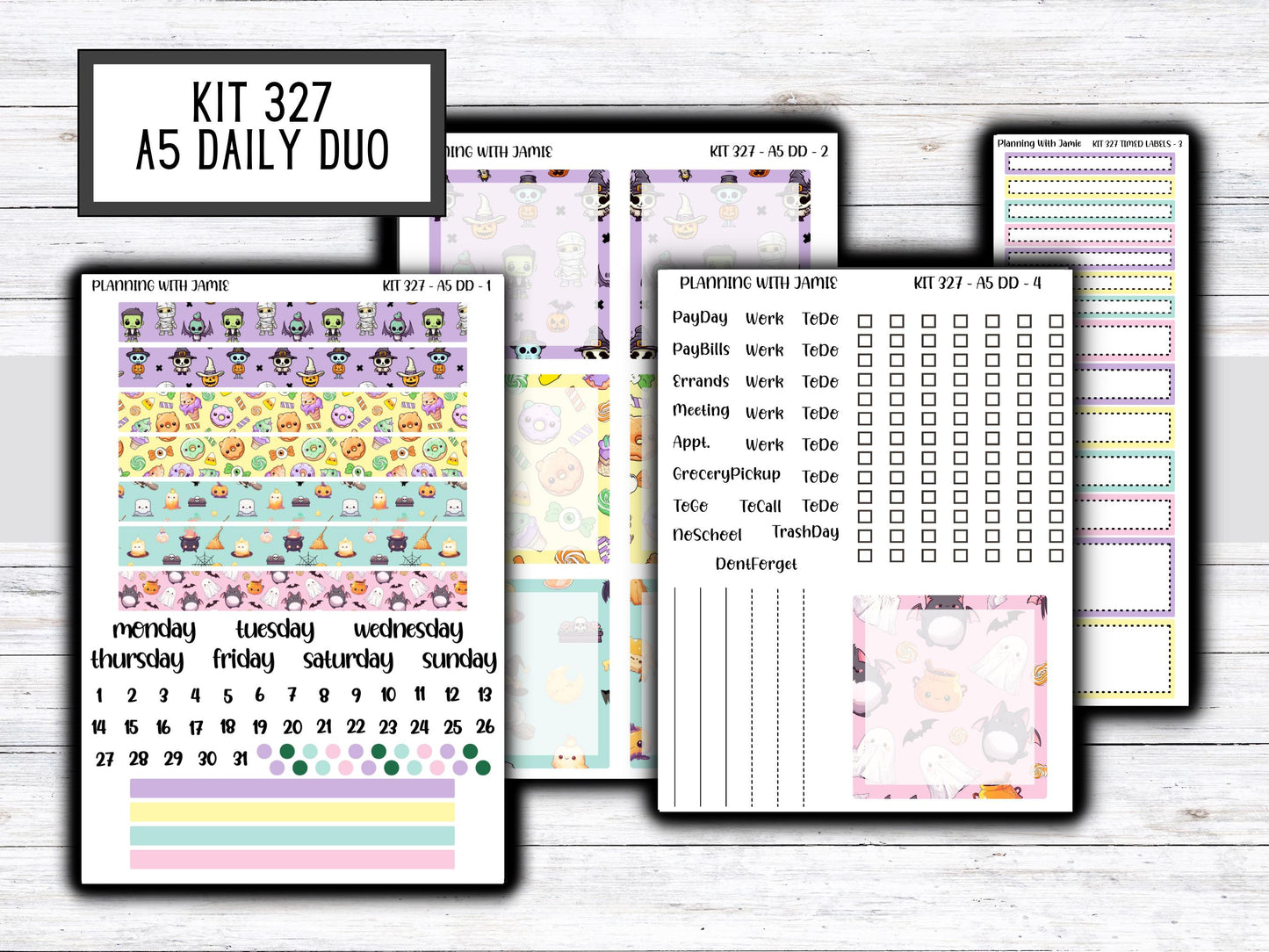 Kit 327 Erin Condren Daily Duo || Weekly Sticker Kit || Daily Duo Stickers || HALLOWEEN STICKERS